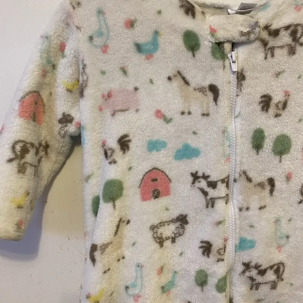 HB Fluffy Soft Fleece SLEEP SACKS Baby Infant XL 18-24M Farm Animals Print ZipUp